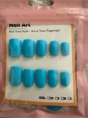 Bright Turquoise Press-On Nail Set ALL Sizes